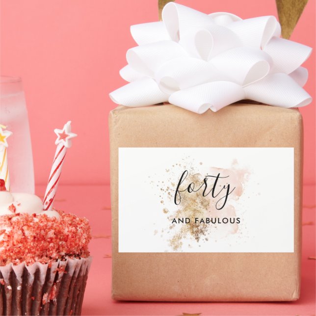 Pink And Gold Forty 40th Birthday  Sticker (Party)