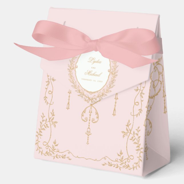 Pink and Gold French Antique Wedding Favor Box (Front)