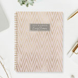 Pink and Gold Geometric Pattern Planner<br><div class="desc">Custom-designed planner notebook featuring pink and gold zig-zag geometric style pattern.</div>