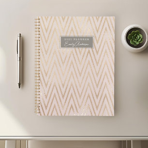 Pink and Gold Geometric Pattern Planner
