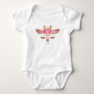 Pink and Gold Giraffe Baby Romper