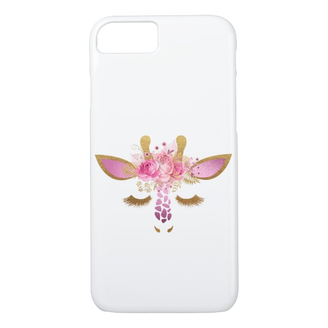 Pink and Gold Giraffe phone case (Back)