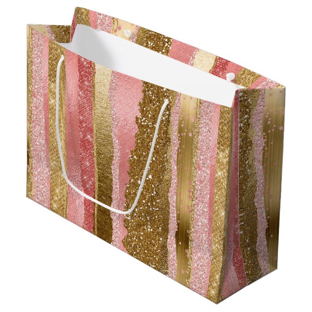 Pink and Gold Glam Gift Bag (Front Angled)