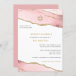 Pink and Gold Glitter Agate, Bat Mitzvah Invitatio Invitation<br><div class="desc">This modern design features a beautiful agate border and your custom text.  Use the template form to add your text.  The advanced editing menus,  accessed by choosing "customize further",  will allow you to change the fonts,  colours and layout.</div>