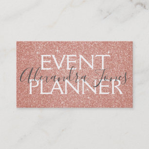 Pink and Gold Glitter and Sparkle Event Planner Business Card