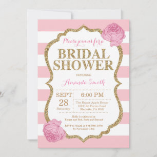 Pink and Gold Glitter Bridal Shower Invitation