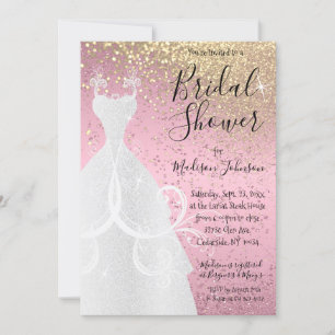 Pink and Gold Glitter Bridal Shower Invitation