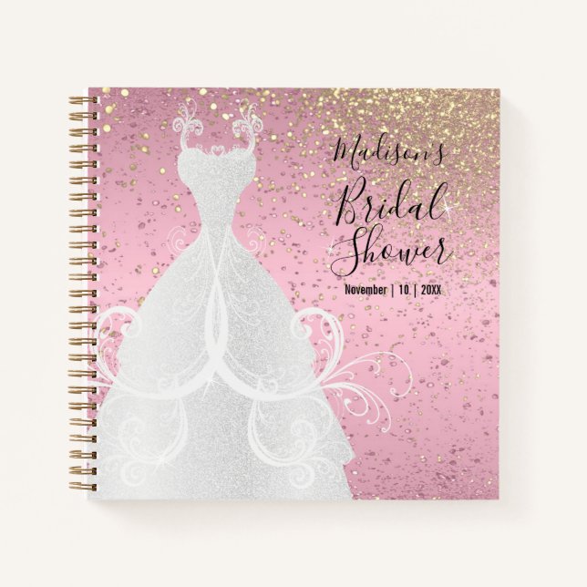 Pink and Gold Glitter  - Bridal Shower  Notebook (Front)
