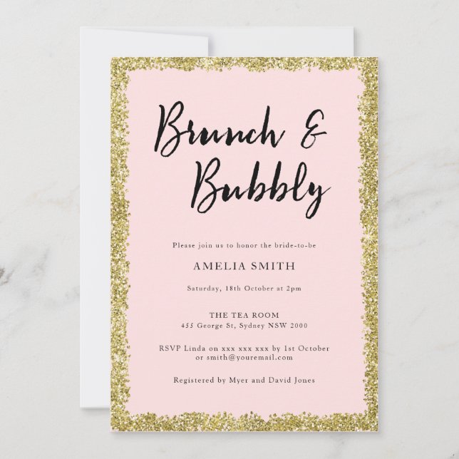 Pink and Gold Glitter Bridal Shower Party Invitation (Front)