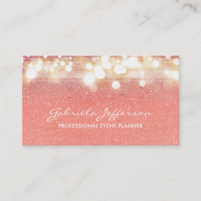 Pink and Gold Glitter Chic Business Card (Front)