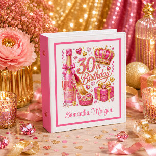 Pink And Gold Glitter Classic 30th Birthday Ring B Binder