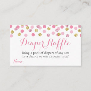 Pink and Gold Glitter Diaper Raffle Tickets Cards