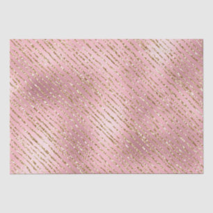 Pink and Gold Glitter Glam Stripes Pattern Tissue Paper
