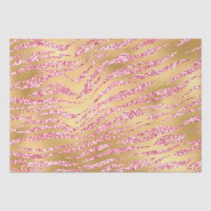 Pink and Gold Glitter Glam Tiger Stripes Pattern Tissue Paper