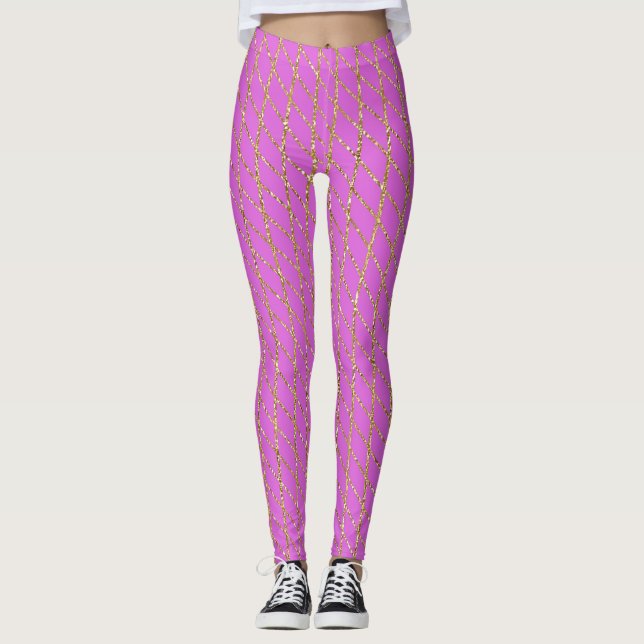 Pink and Gold Glitter Leggings (Front)
