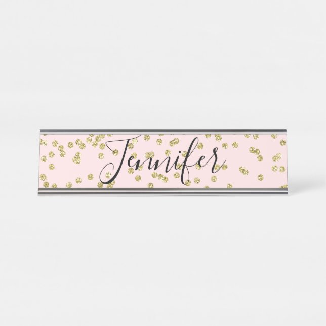Pink and Gold Glitter Name Plate (Front)
