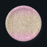Pink and Gold Glitter Ombre Kids Birthday Party Paper Plate<br><div class="desc">Whimsical and sparkly paper plates featuring faux gold and pink glitter ombre. Perfect for birthday parties,  baby showers and bridal showers.</div>