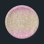 Pink and Gold Glitter Ombre Kids Birthday Party Paper Plate<br><div class="desc">Whimsical and sparkly paper plates featuring faux gold and pink glitter ombre. Perfect for birthday parties,  baby showers and bridal showers.</div>