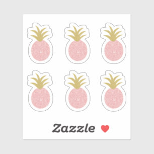 Pink and Gold Glitter Pineapple Stickers