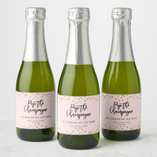 Pink and Gold Glitter Pop the Sparkling Wine Stick Sparkling Wine Label