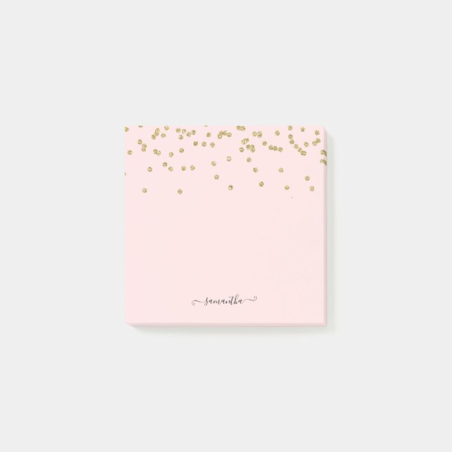 Pink and Gold Glitter Post-it Notes (Front)
