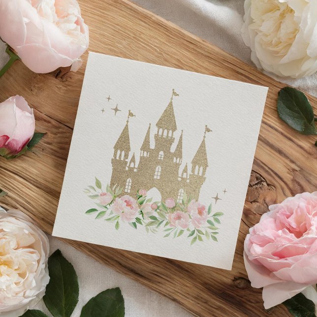 Pink and Gold Glitter Princess Birthday Napkin (Creator Uploaded)
