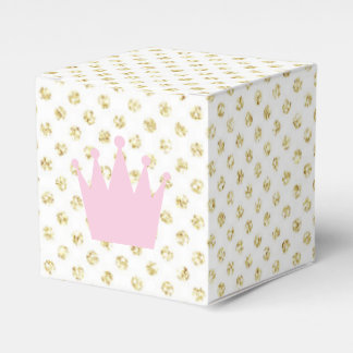 Pink and Gold Glitter Princess Crown Favour Box