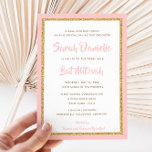 Pink and Gold Glitter Rectangle Bat Mitzvah Invitation<br><div class="desc">This trendy Bat Mitzvah invitation features sparkling faux glitter layered against a solid colour background. Use the template form to add your own information. The "Customize" feature can be used to change the font style,  colour and layout.</div>
