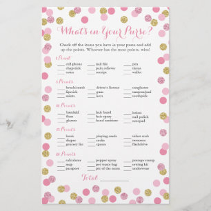 Pink and Gold Glitter What's in Your Purse Game