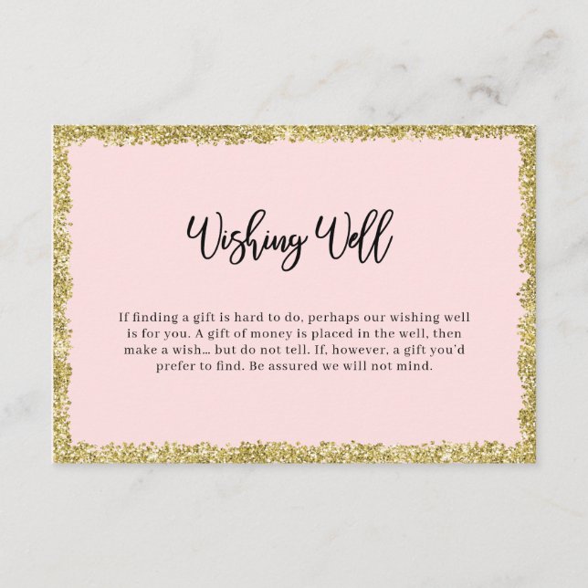Pink and Gold Glitter Wishing Well Enclosure Card (Front)
