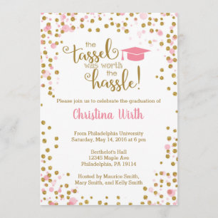 Pink and Gold Graduation Invitation
