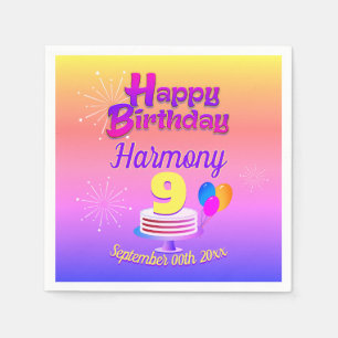 PINK and GOLD Happy Birthday Editable Napkin