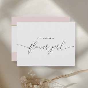 Pink and Gold Heart Will You Be My Flower Girl Invitation Postcard
