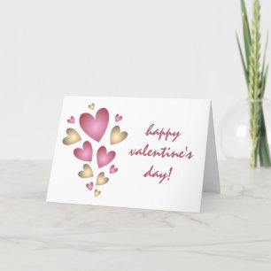 Pink and Gold Hearts Happy Valentine's Day Holiday Card