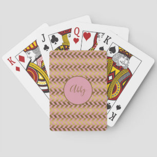 Pink and Gold Herringbone Personalized Playing Cards