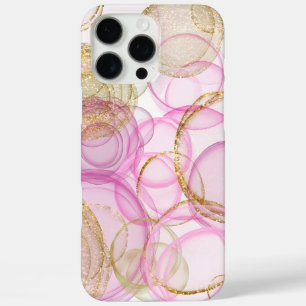 Pink and Gold Ink Circle Pattern iPhone 16 Pro Max Case