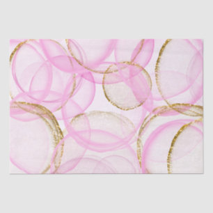 Pink and Gold Ink Circle Pattern Tissue Paper