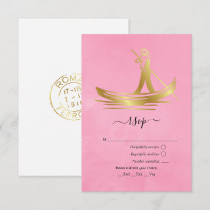 Pink and Gold Italian Gondola RSVP Card