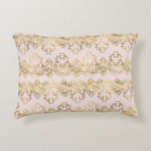 Pink and Gold Lace Accent Pillow