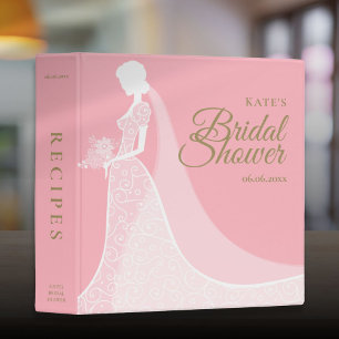 Pink and Gold Lace Gown Bridal Shower Recipe Binder