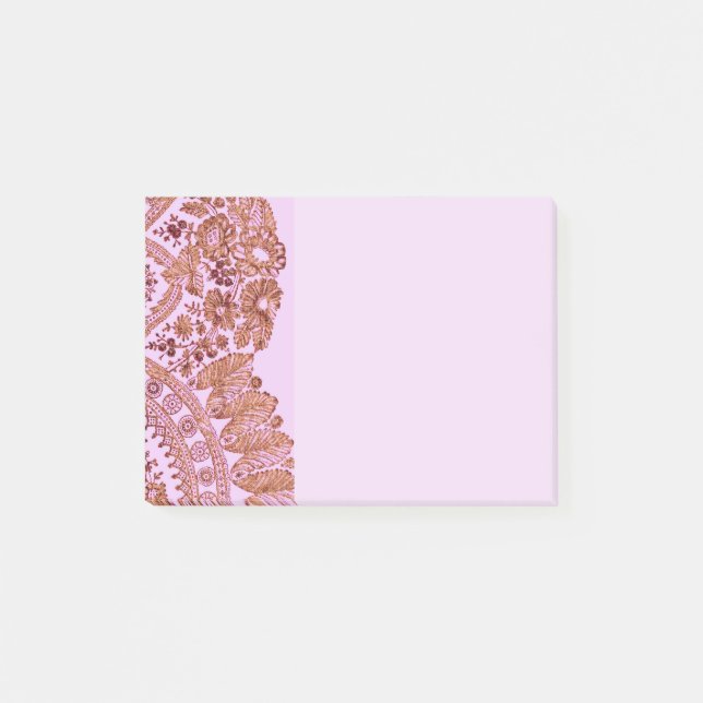 Pink And Gold Lace Post-it Notes (Front)