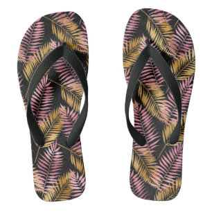 Pink and Gold Leopard Leafs Flip Flops