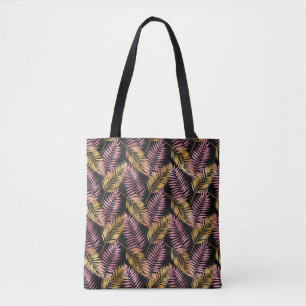 Pink and Gold Leopard Leafs Tote Bag