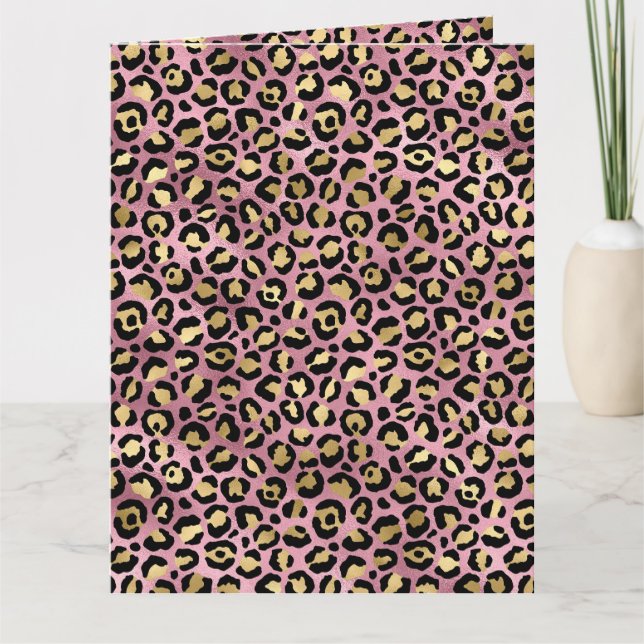 Pink and Gold Leopard Print Card (Front)