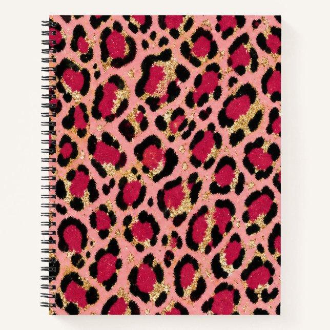 Pink and Gold Leopard Print Notebook (Front)