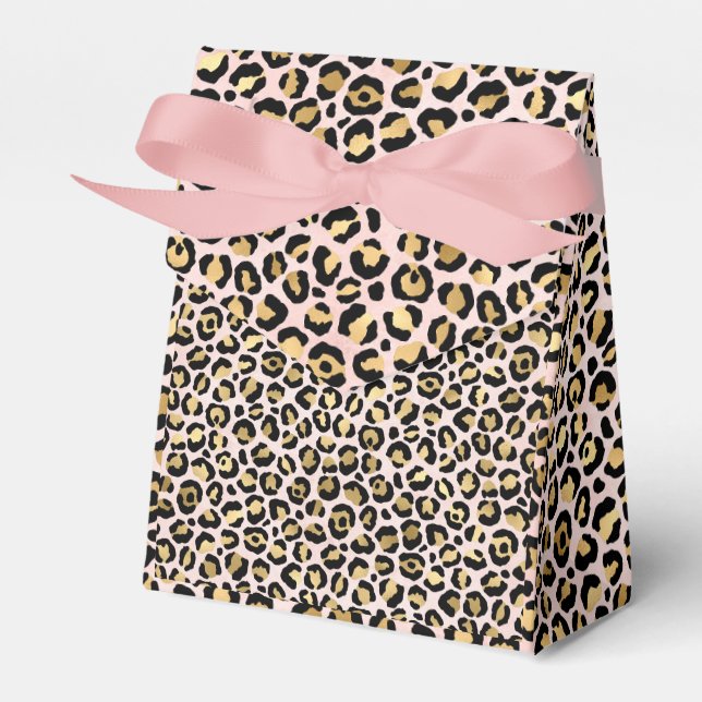 Pink and Gold Leopard Series Design 12  Favor Box (Front Side)