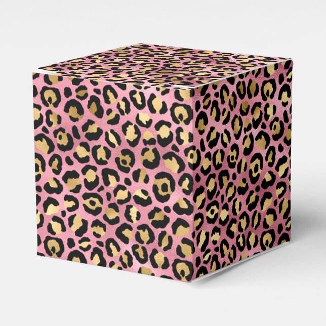 Pink and Gold Leopard Series Design 15 Favor Box (Front Side)