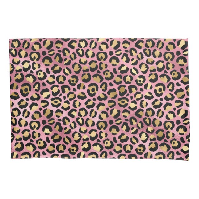 Pink and Gold Leopard Series Design 15 Pillowcase (Front)