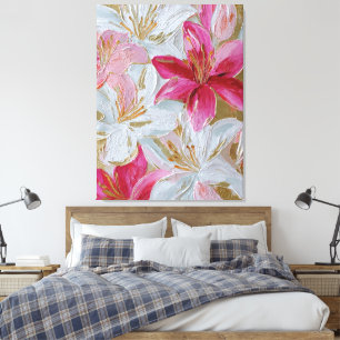Pink and Gold Lily Texture Abstract Wall Art