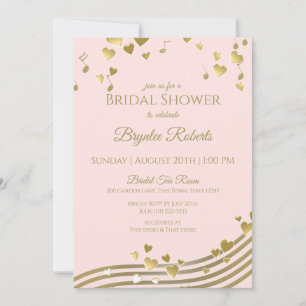 Pink and Gold Love Notes Bridal Shower Invitation